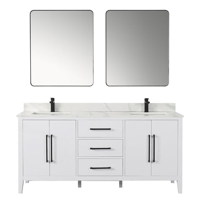 Altair Designs Laurel 72" double vanity with top - 558072-WH-CWQ-NM