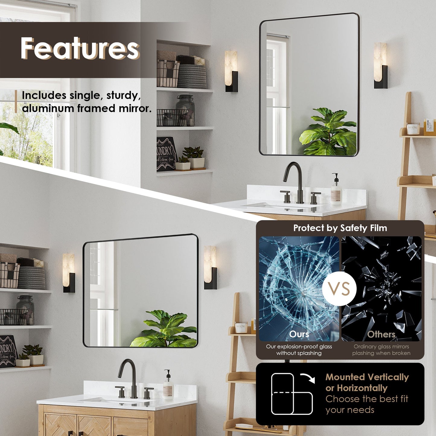 Altair Designs Bellavia 36" single vanity with top - 559036-WF-GW-NM