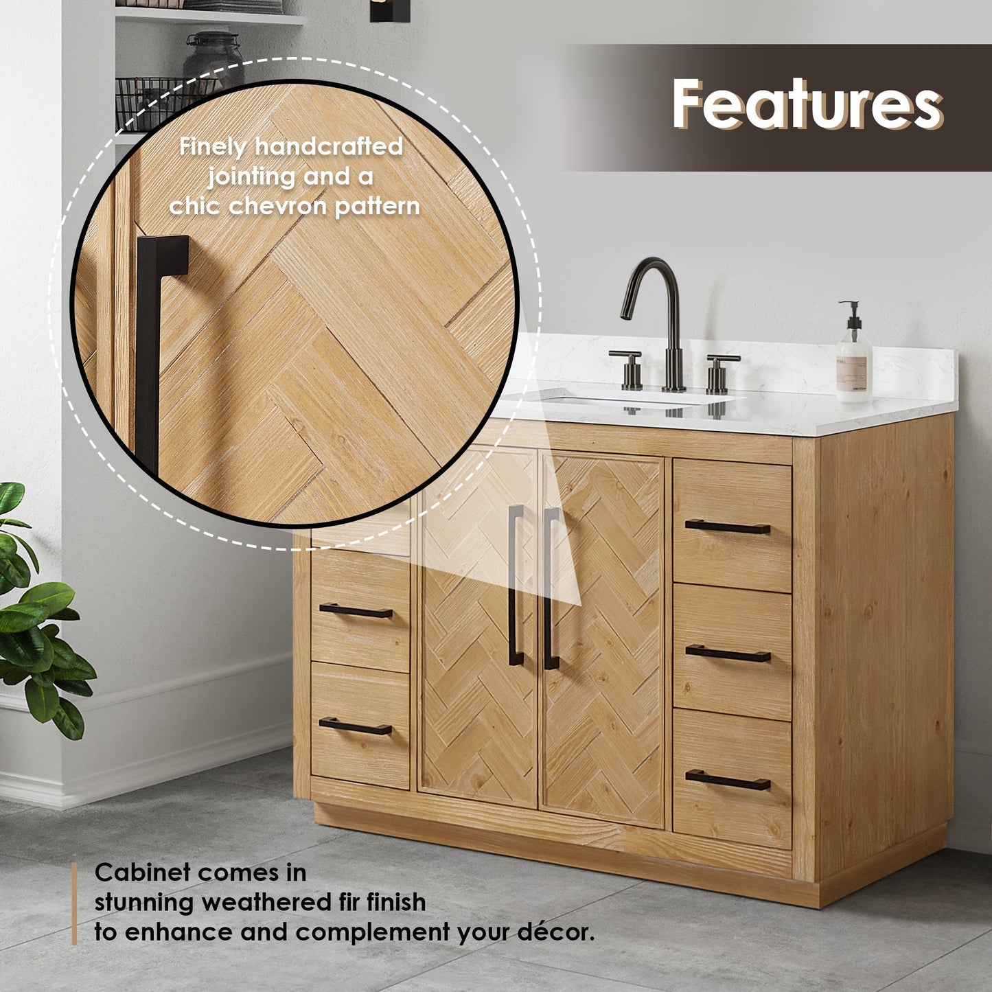 Altair Designs Bellavia 48" single vanity with top - 559048-WF-GW-NM