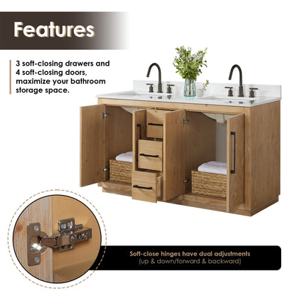 Altair Designs Bellavia 60" double vanity with top - 559060-WF-GW-NM