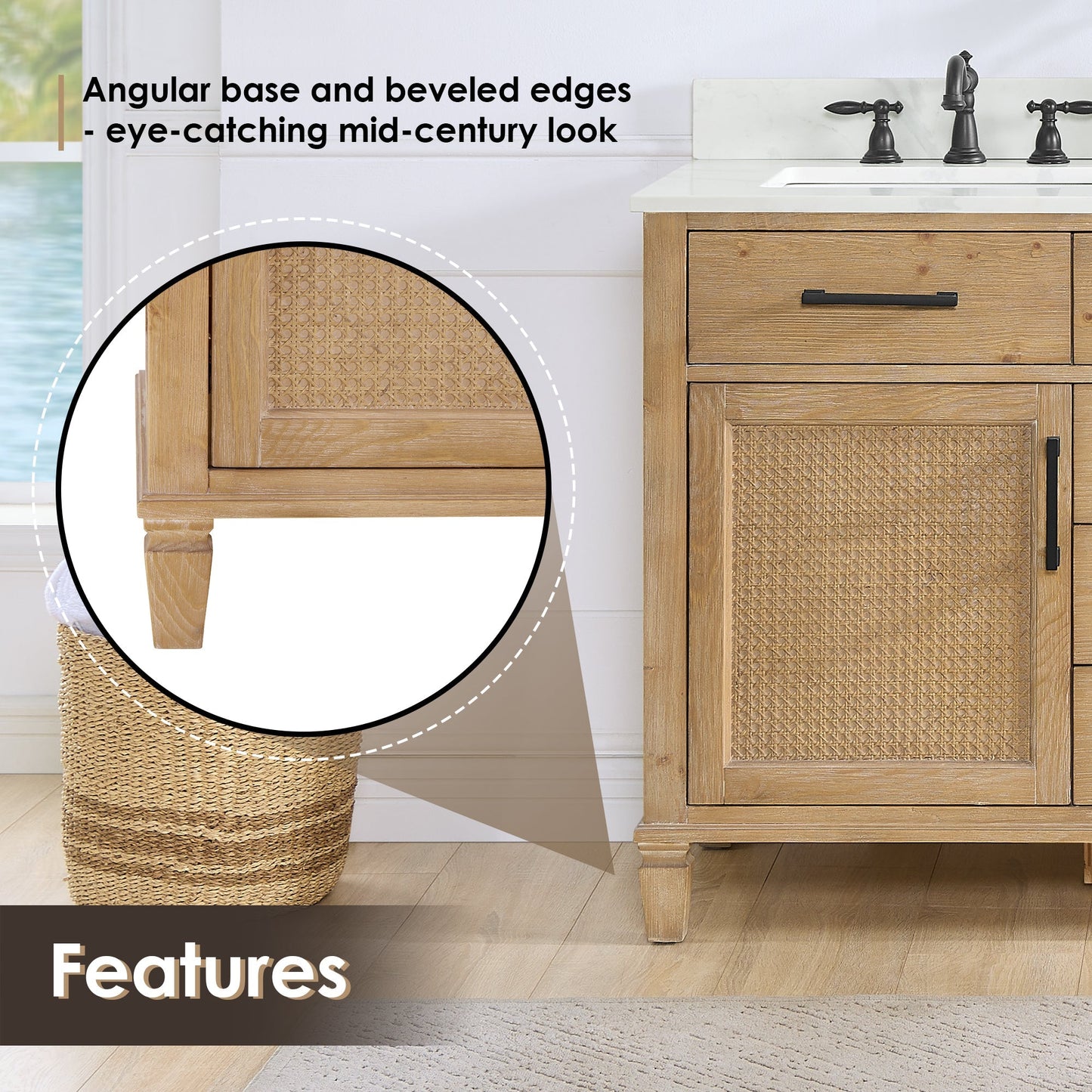 Altair Designs Solana 60" double vanity with top - 560060-WF-CWQ-NM