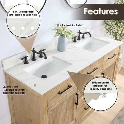 Altair Designs Solana 60" double vanity with top - 560060-WF-CWQ-NM