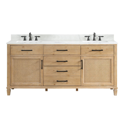 Altair Designs Solana 72" double vanity with top - 560072-WF-CWQ-NM