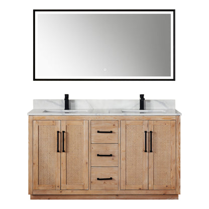 Altair Designs 60" double vanity with top - 561060-LB-CWQ-NM