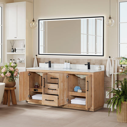 Altair Designs Floral 72" double vanity with top - 561072-LB-CWQ-NM