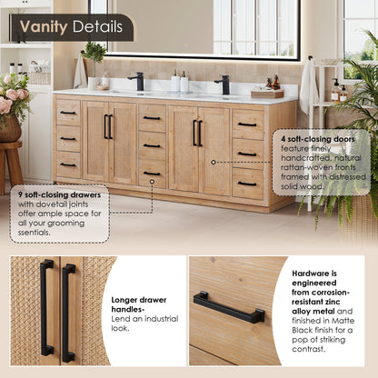Altair Designs Floral 84" double vanity with top - 561084-LB-CWQ-NM