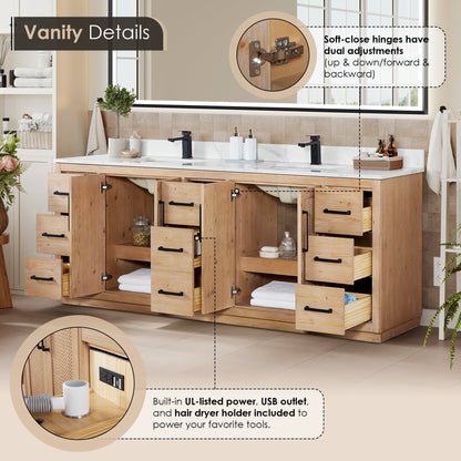 Altair Designs Floral 84" double vanity with top - 561084-LB-CWQ-NM