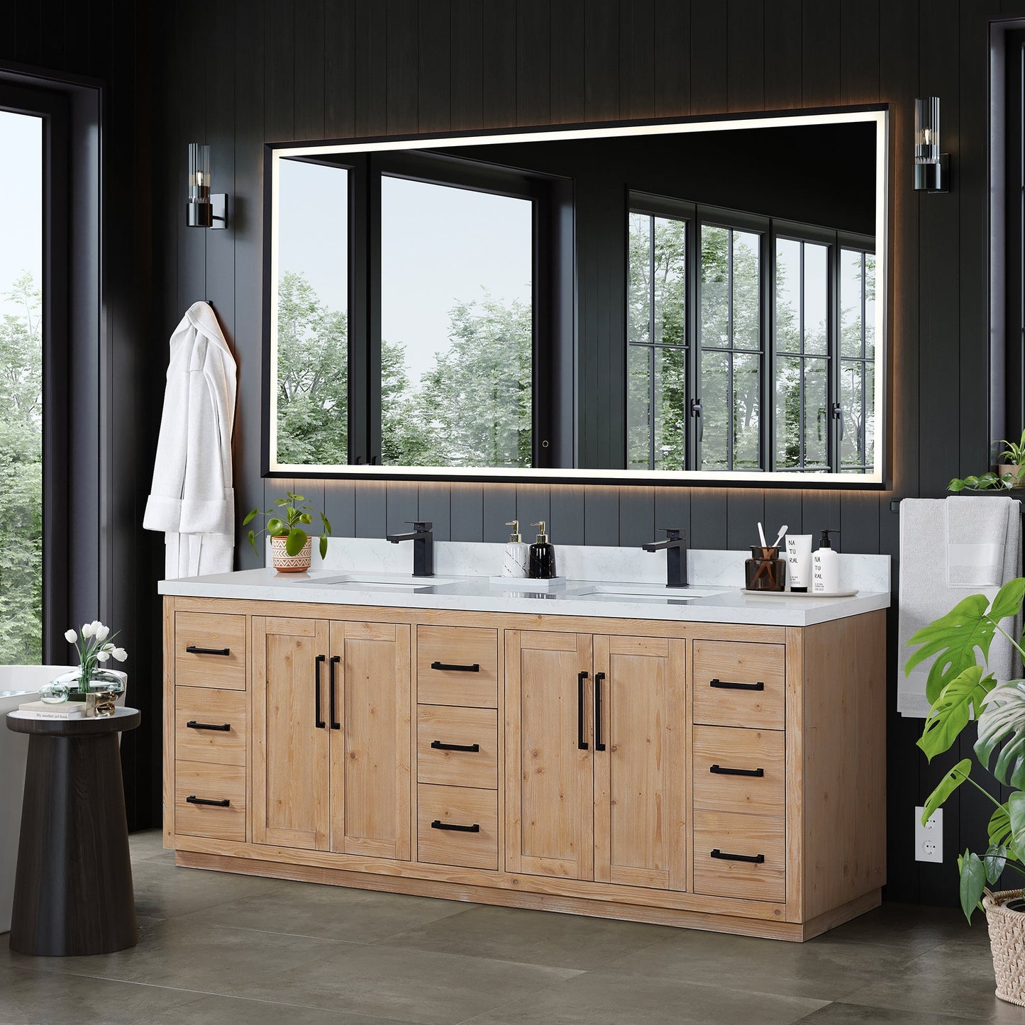 Altair Designs Cicero 84" double vanity with top - 562084-LB-GW-NM