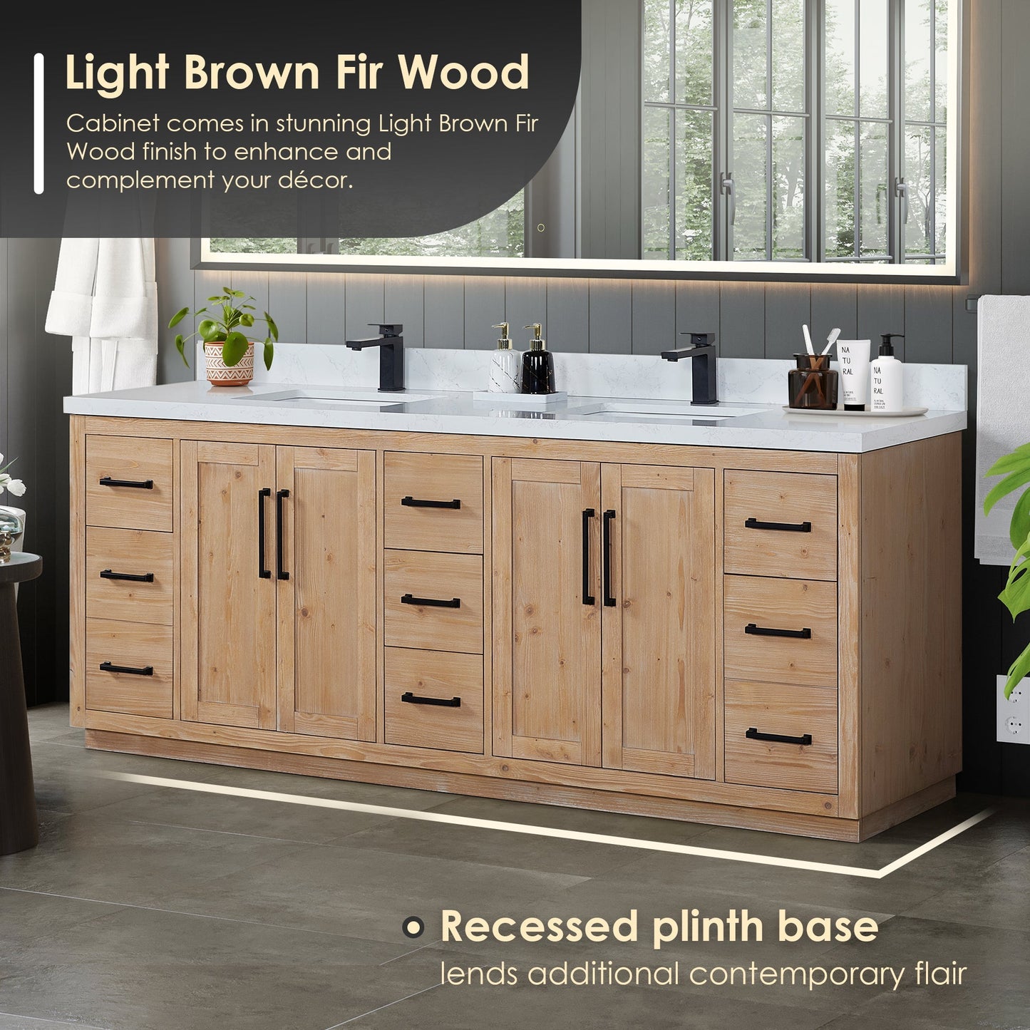 Altair Designs Cicero 84" double vanity with top - 562084-LB-GW-NM