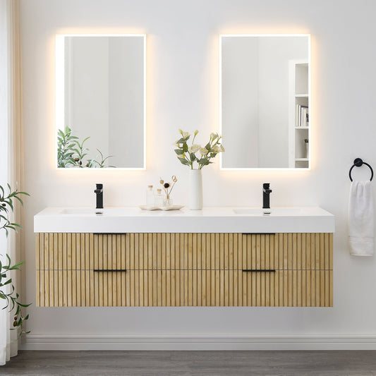 Altair Designs 72" double vanity with top - 563072-NB-WH-NM
