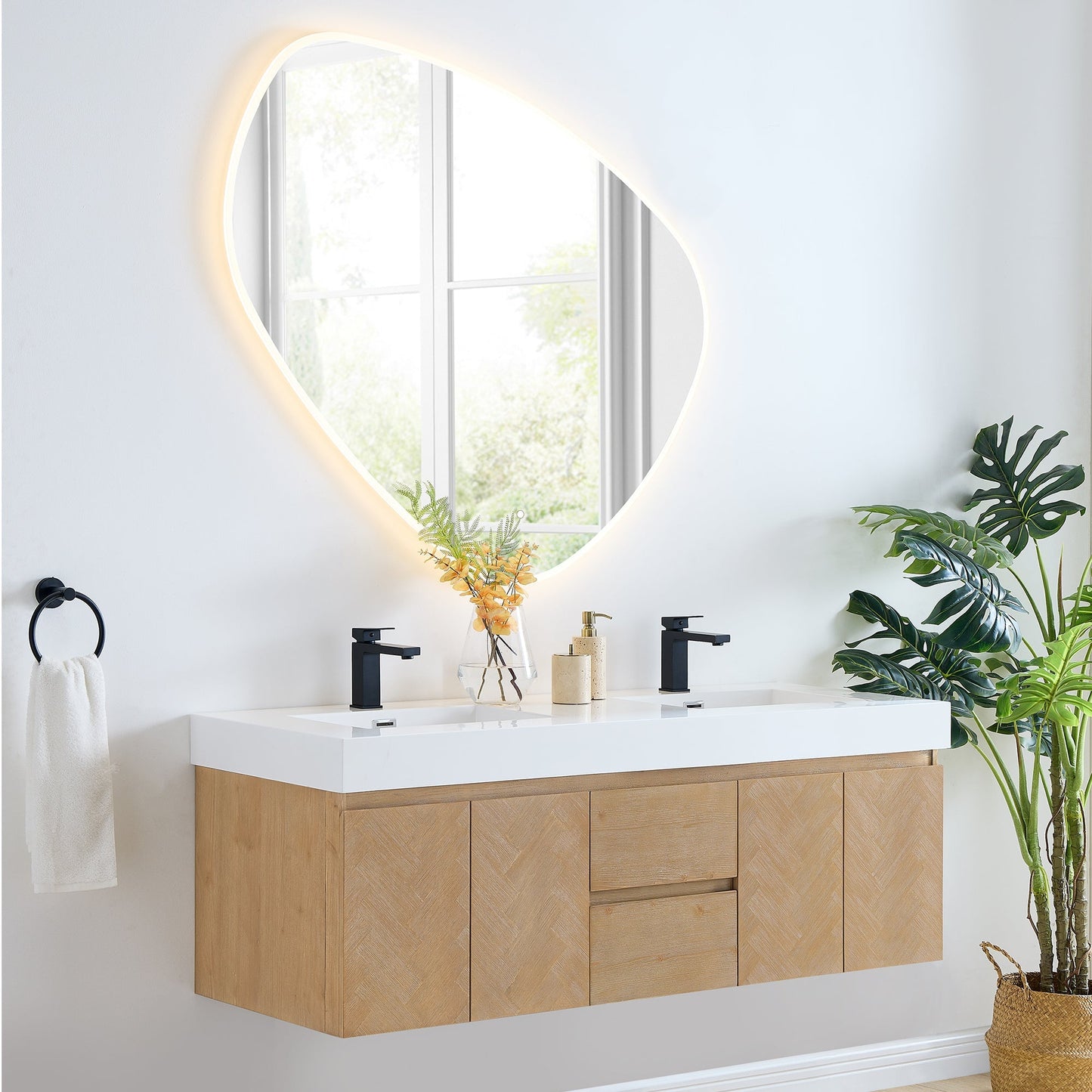 Altair Designs Siena 60" double vanity with top - 564060-LB-WH-NM
