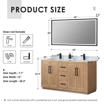 Altair Designs Anais 60" double vanity with top - 565060-LB-GW-NM