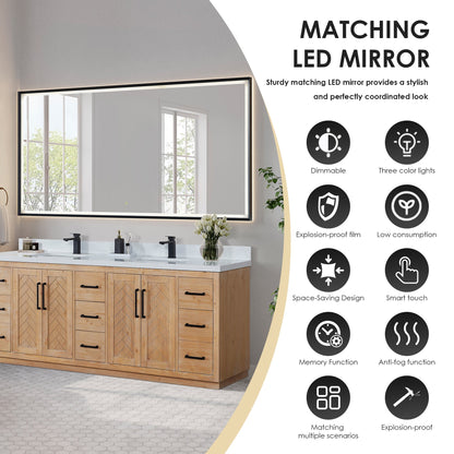 Altair Designs Anais 84" double vanity with top - 565084-LB-GW-NM
