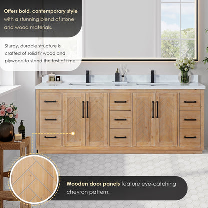 Altair Designs Anais 84" double vanity with top - 565084-LB-GW-NM