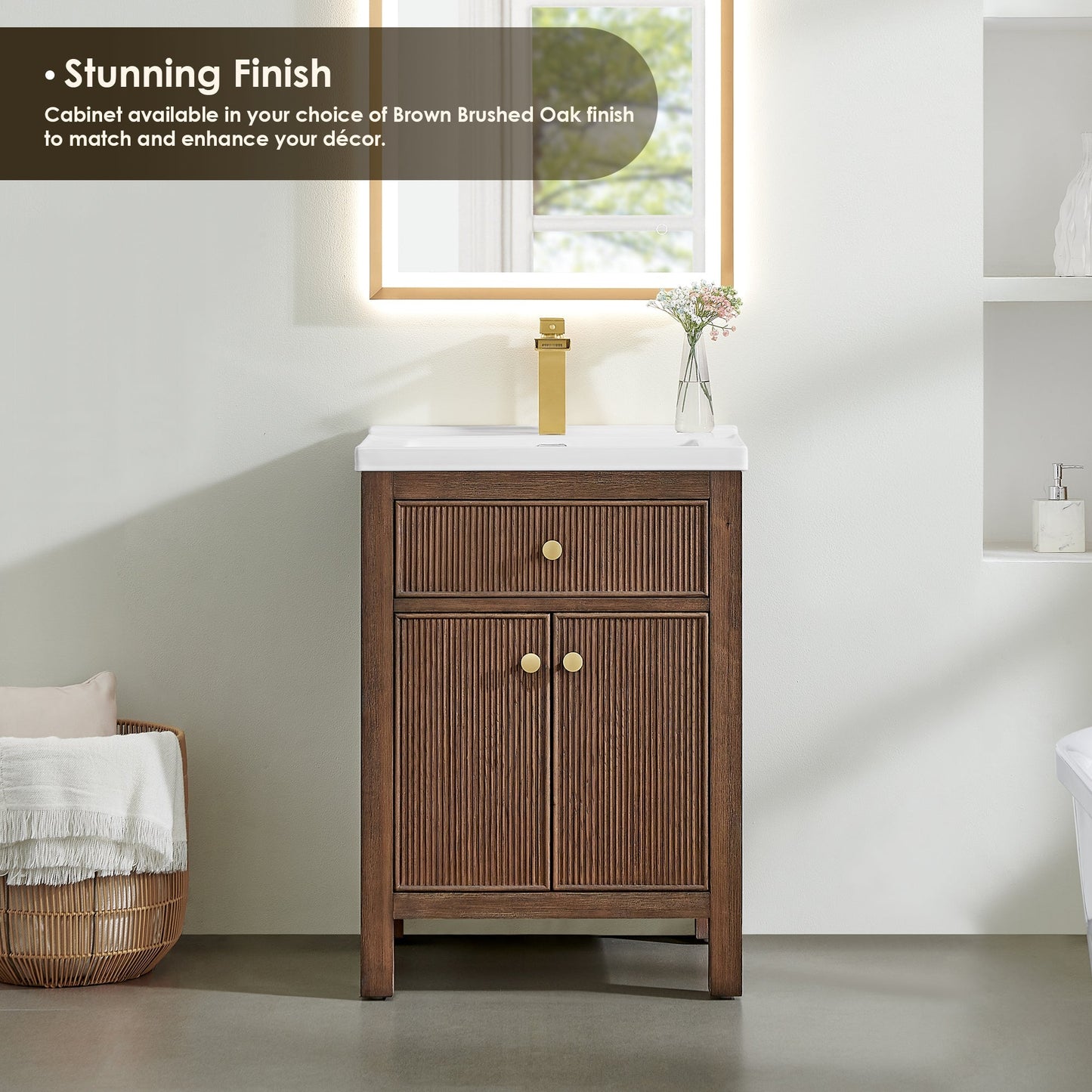 Altair Designs Cerrito 24" single vanity with top - 567024-BK-WH-NM
