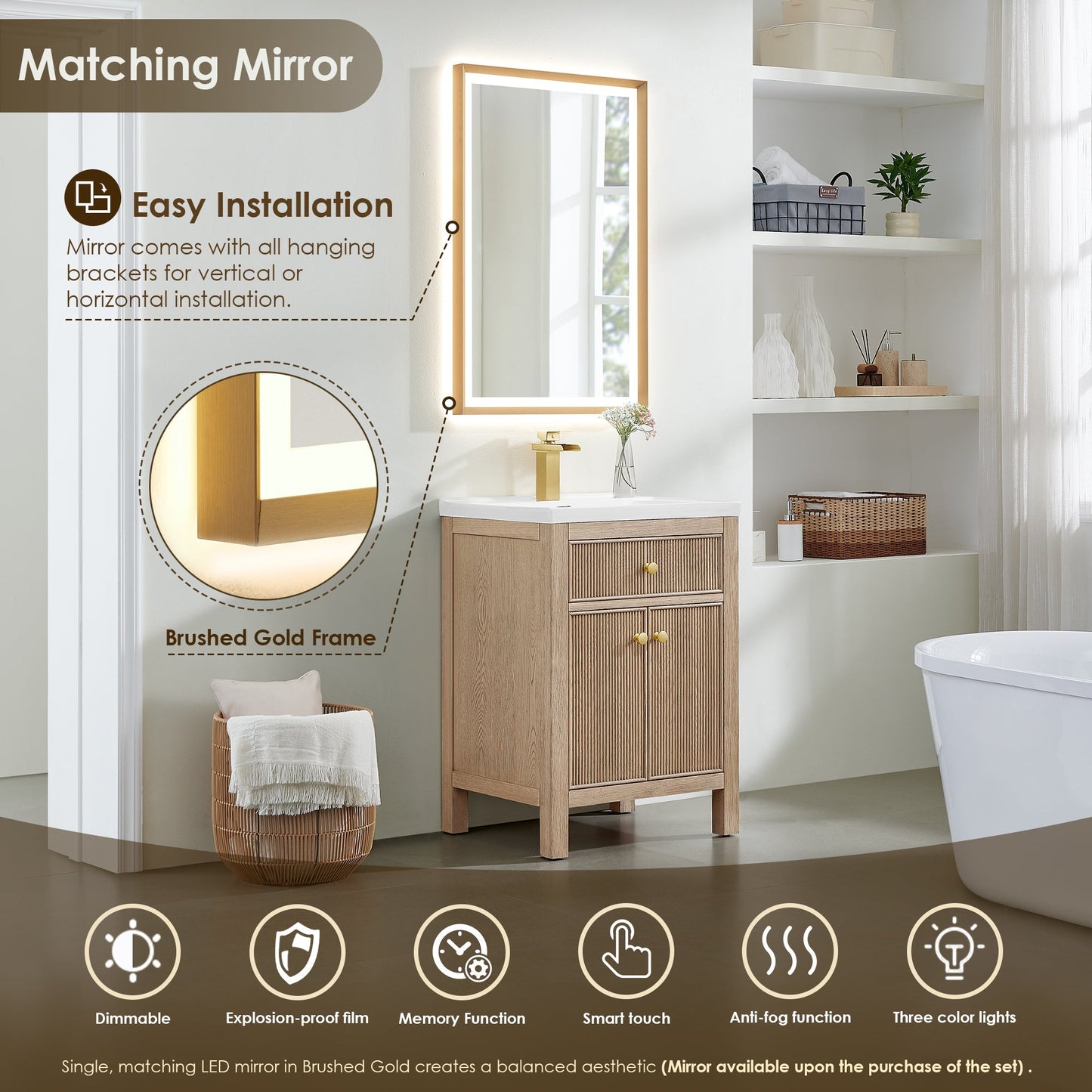 Altair Designs Cerrito 24" single vanity with top - 567024-BK-WH-NM
