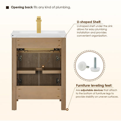 Altair Designs Cerrito 24" single vanity with top - 567024-BK-WH-NM