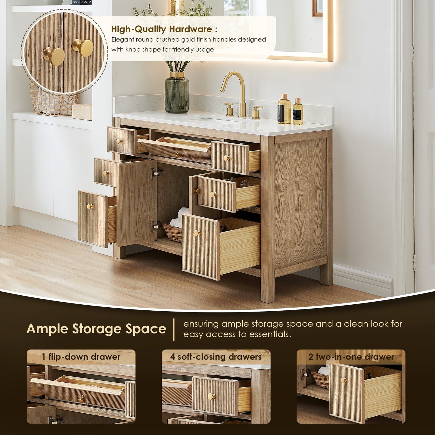 Altair Designs 48" single vanity with top - 567048-BK-GW-NM