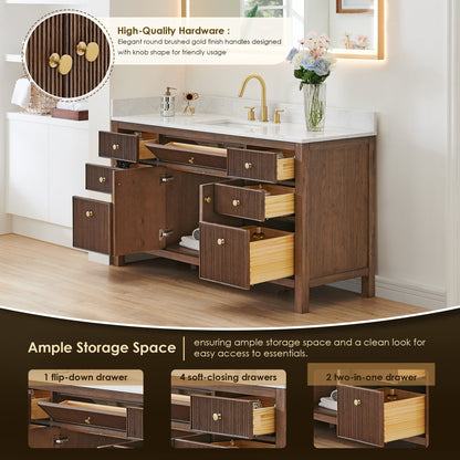 Altair Designs Cerrito 60" single vanity with top - Altair Designs Cecil 36"/48"/60"/72" single/double vanity with top - 590036-WO-GW-NM