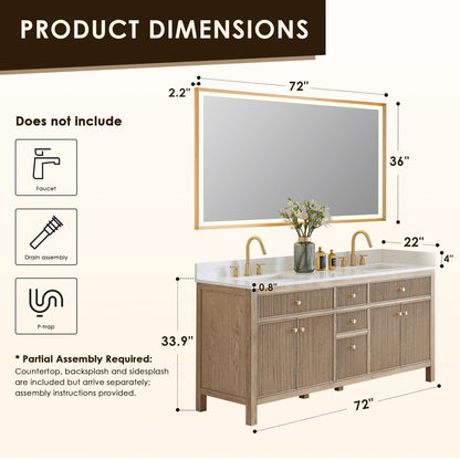Cerrito 72" double vanity with top