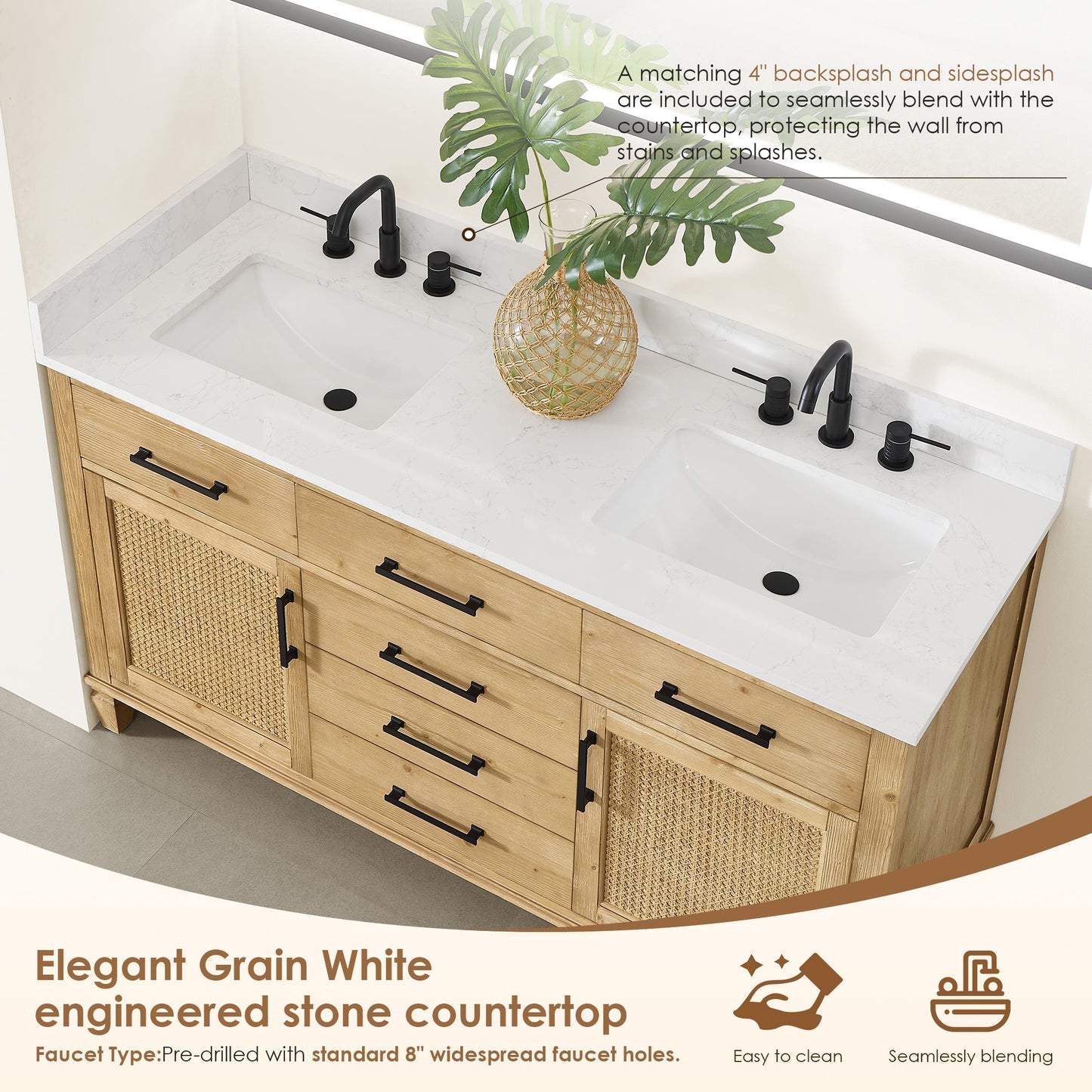 Altair Designs Salome 36"/48"/60"/72"/84" single/double vanity with top - 571036-WF-GW-NM