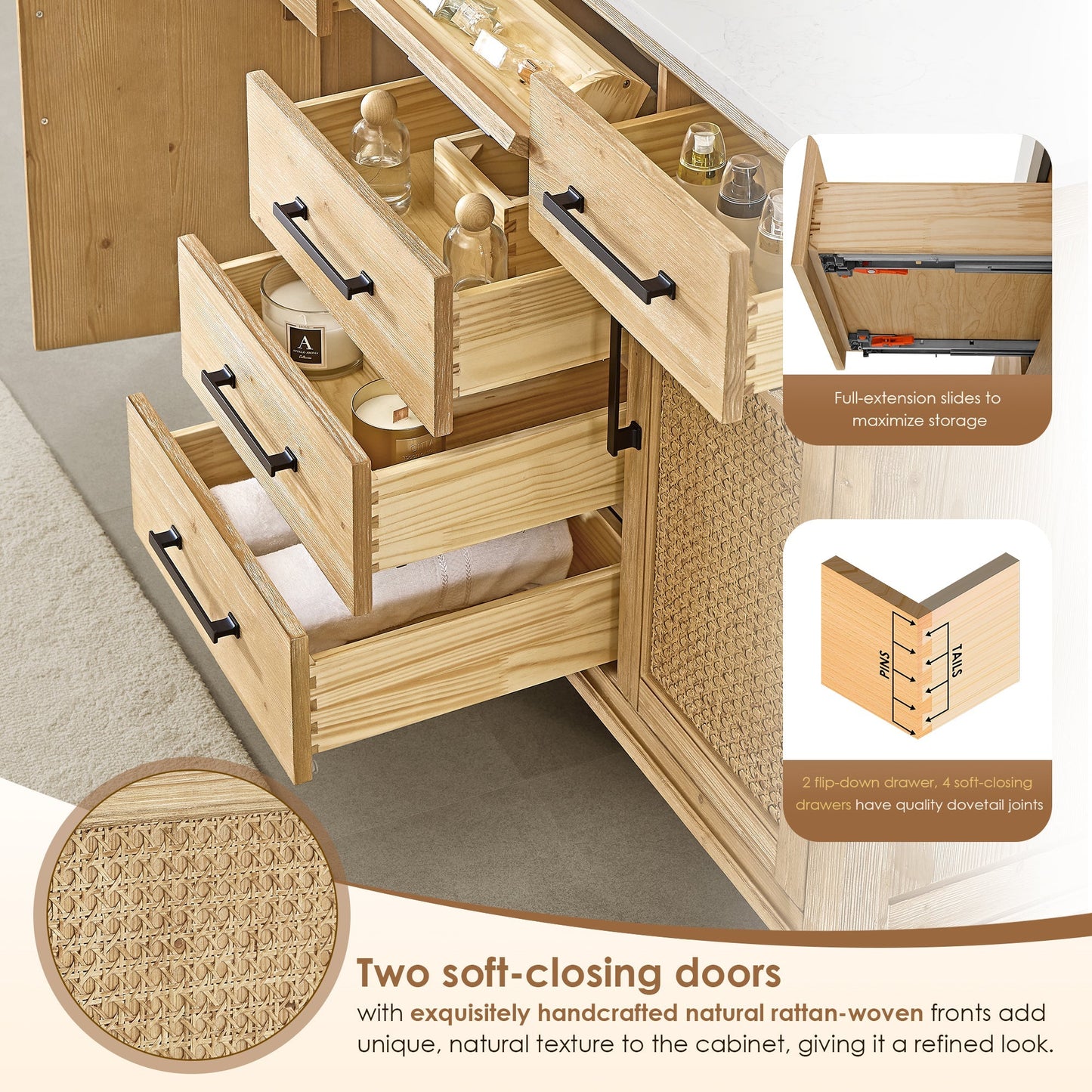 Altair Designs Salome 36"/48"/60"/72"/84" single/double vanity with top - 571036-WF-GW-NM