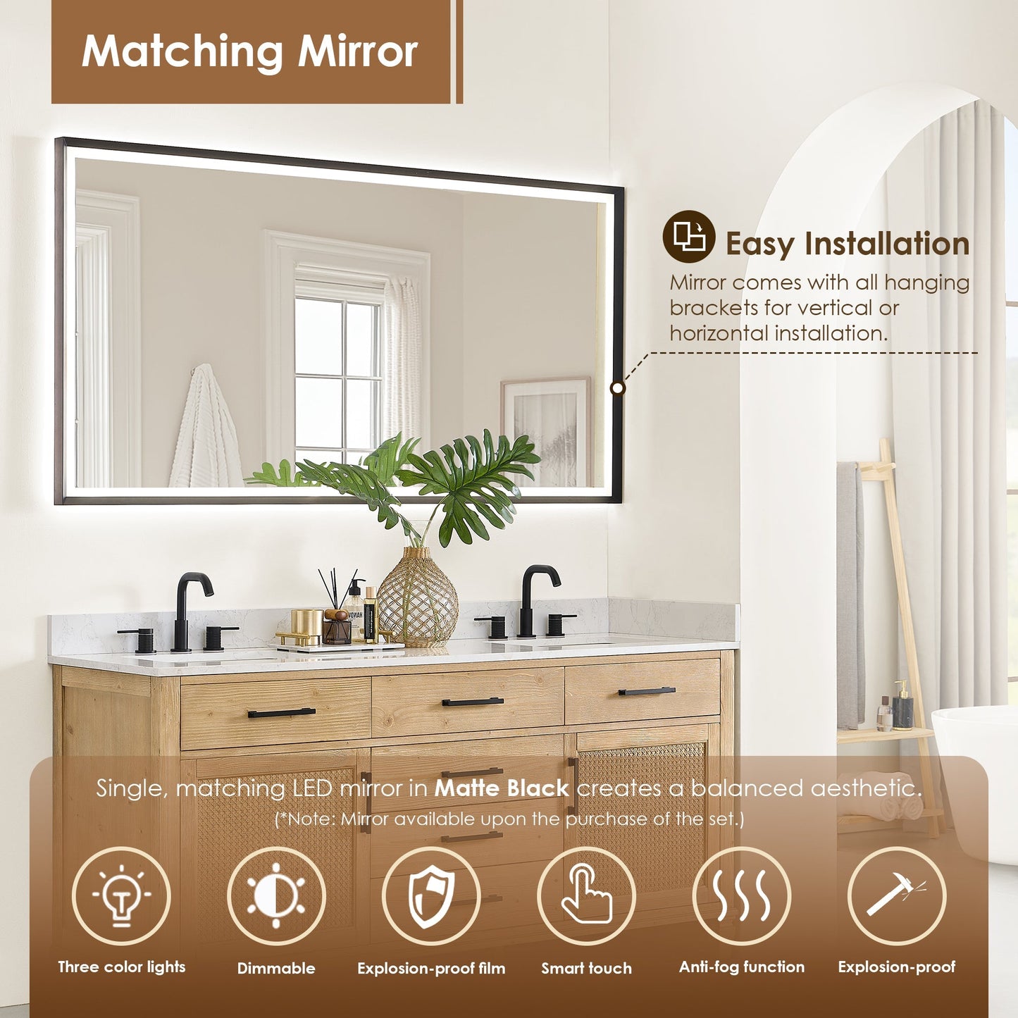 Altair Designs Salome 36"/48"/60"/72"/84" single/double vanity with top - 571036-WF-GW-NM