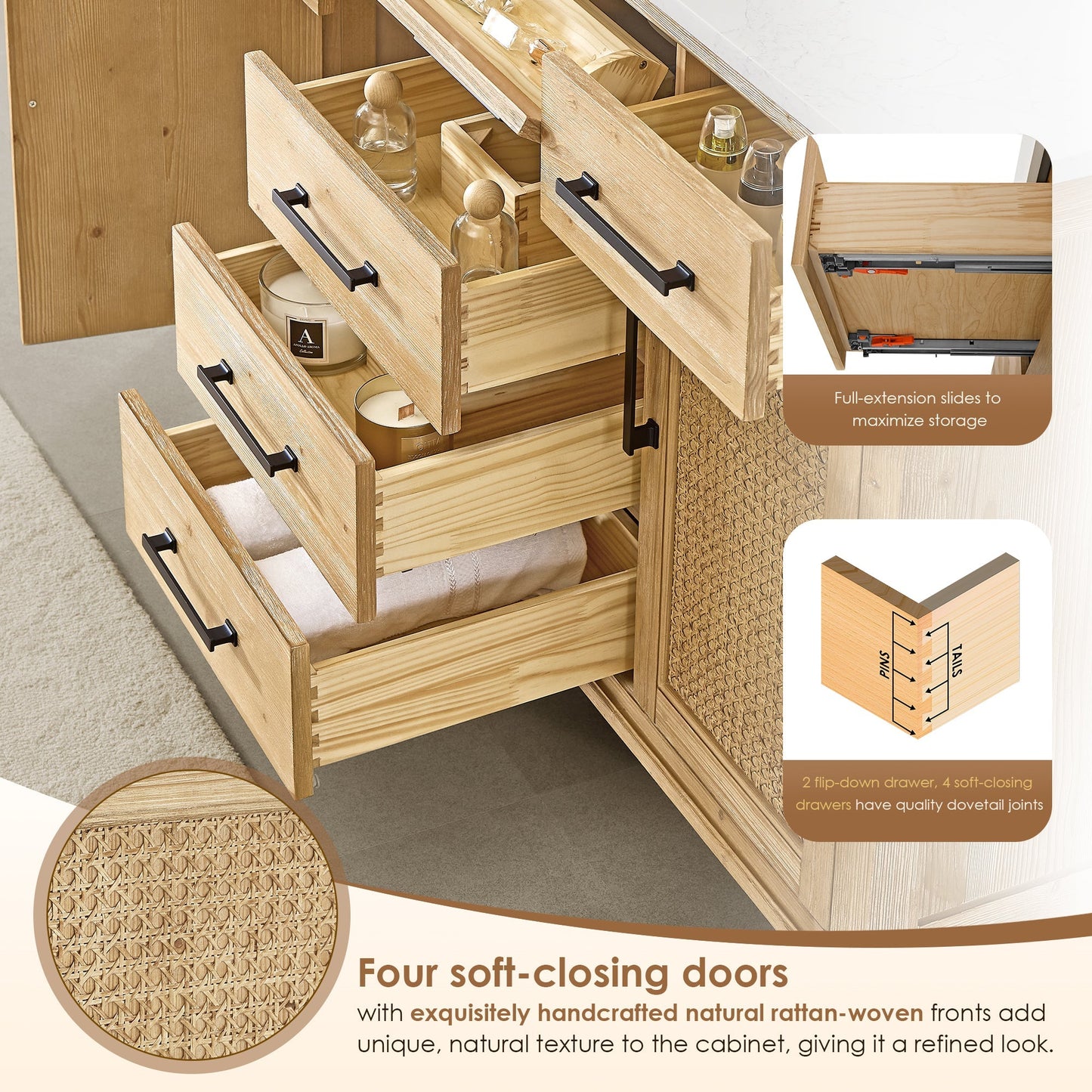 Altair Designs Salome 36"/48"/60"/72"/84" single/double vanity with top - 571036-WF-GW-NM