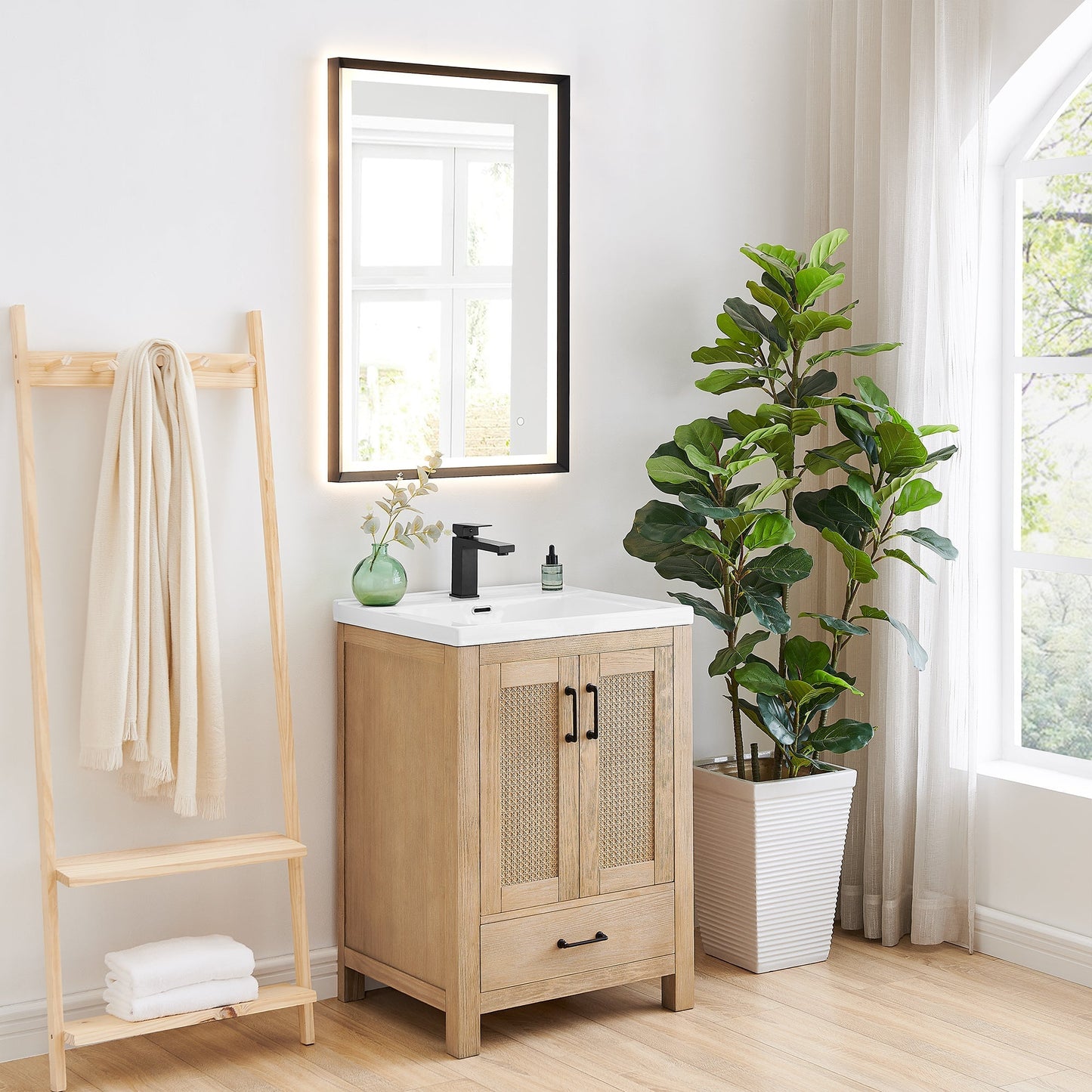Altair Designs Bondi 24" single vanity with top - Altair Designs Siena 60" double vanity with top - 564060-LB-WH-NM