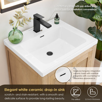 Altair Designs Bondi 24" single vanity with top - Altair Designs Siena 60" double vanity with top - 564060-LB-WH-NM