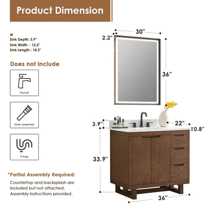 Altair Designs Mowry 36"/48"/60"/72" single/double vanity with top - 573036-BK-GW-NM Price