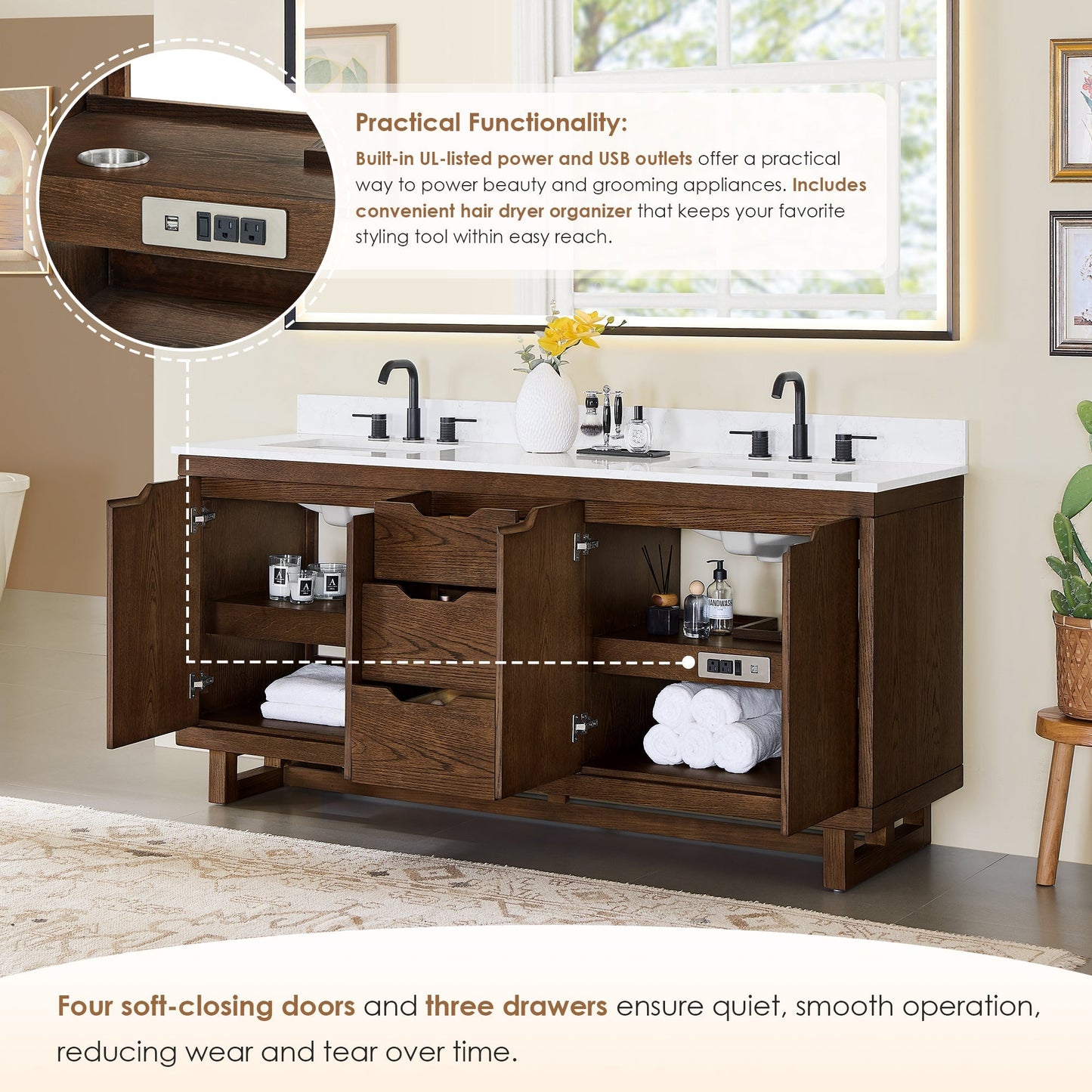 Altair Designs Mowry 36"/48"/60"/72" single/double vanity with top - 573036-BK-GW-NM Price