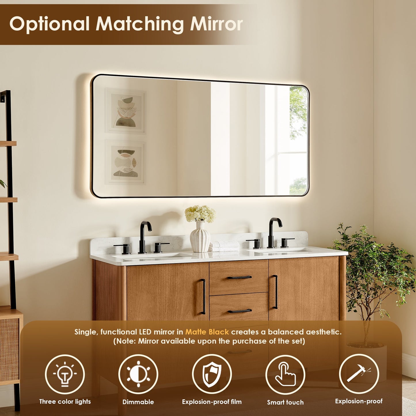 Altair Designs Velora 36"/48"/60"/72" single/double vanity with top - 578036-MB-GW-NM