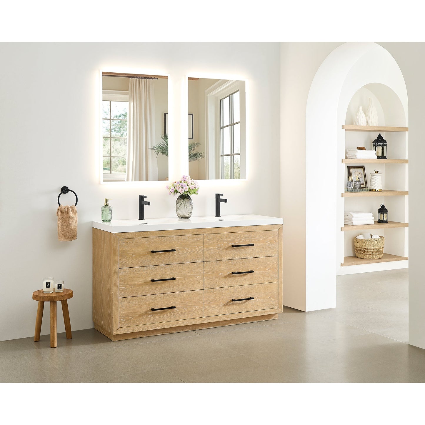 Altair Designs Sigrid 36"/48"/60"/72" single/double vanity with top - 579036-WO-WH-NM