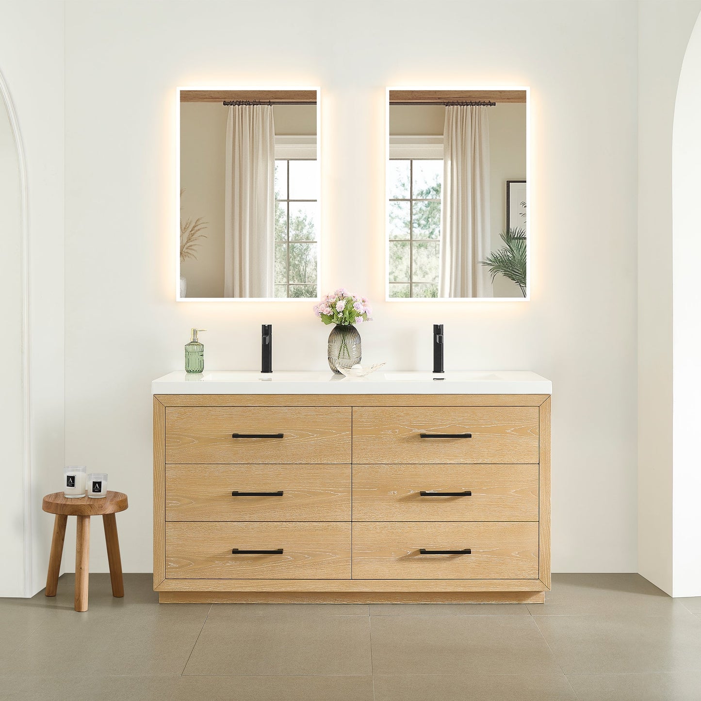 Altair Designs Sigrid 36"/48"/60"/72" single/double vanity with top - 579036-WO-WH-NM