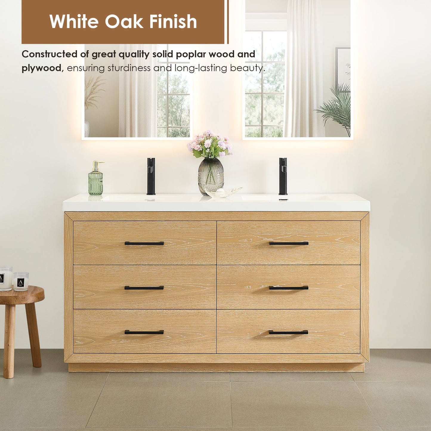 Altair Designs Sigrid 36"/48"/60"/72" single/double vanity with top - 579036-WO-WH-NM