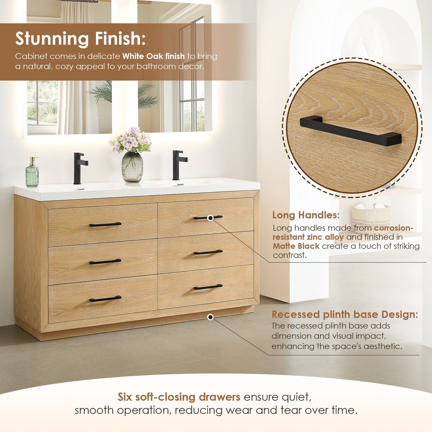 Altair Designs Sigrid 36"/48"/60"/72" single/double vanity with top - 579036-WO-WH-NM