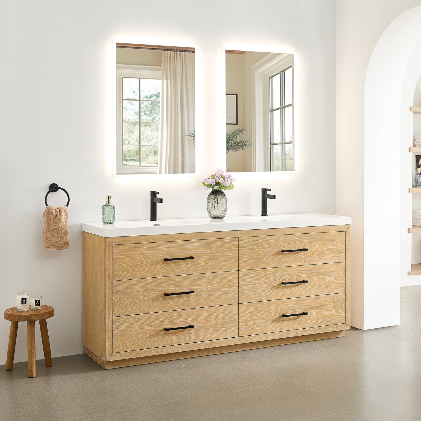 Altair Designs Sigrid 36"/48"/60"/72" single/double vanity with top - 579036-WO-WH-NM