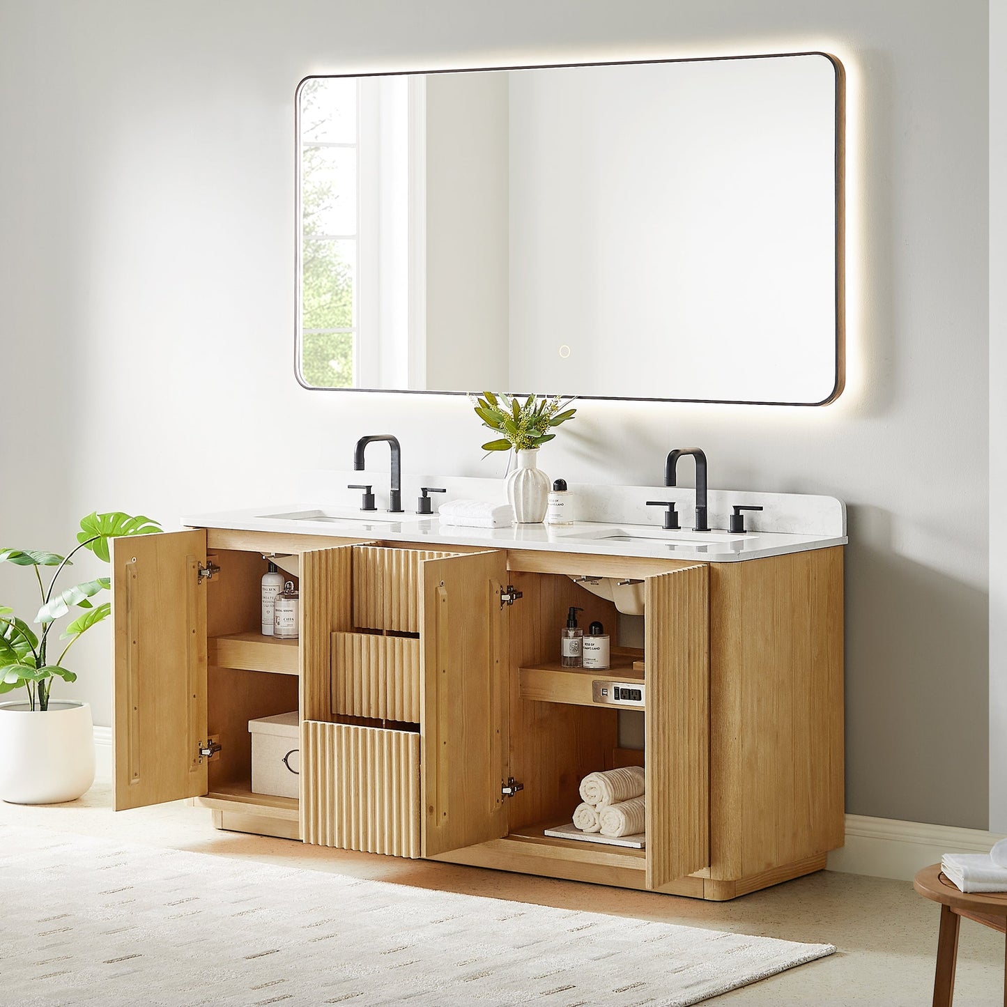 Altair Designs Clayton 72" double vanity with top - 580072-WL-GW-NM
