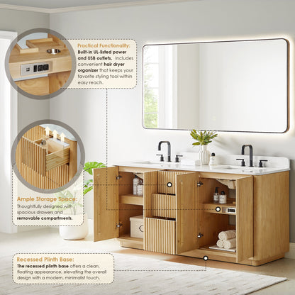 Altair Designs Clayton 72" double vanity with top - 580072-WL-GW-NM