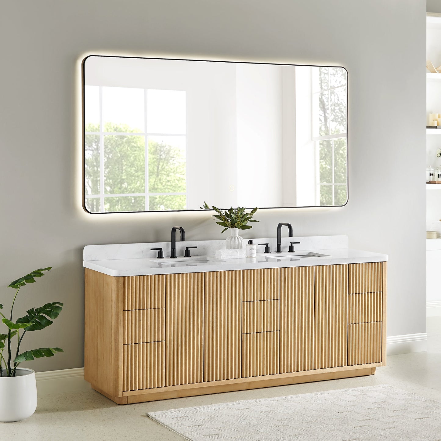 Altair Designs Clayton 84" double vanity with top - 580084-WL-GW-NM