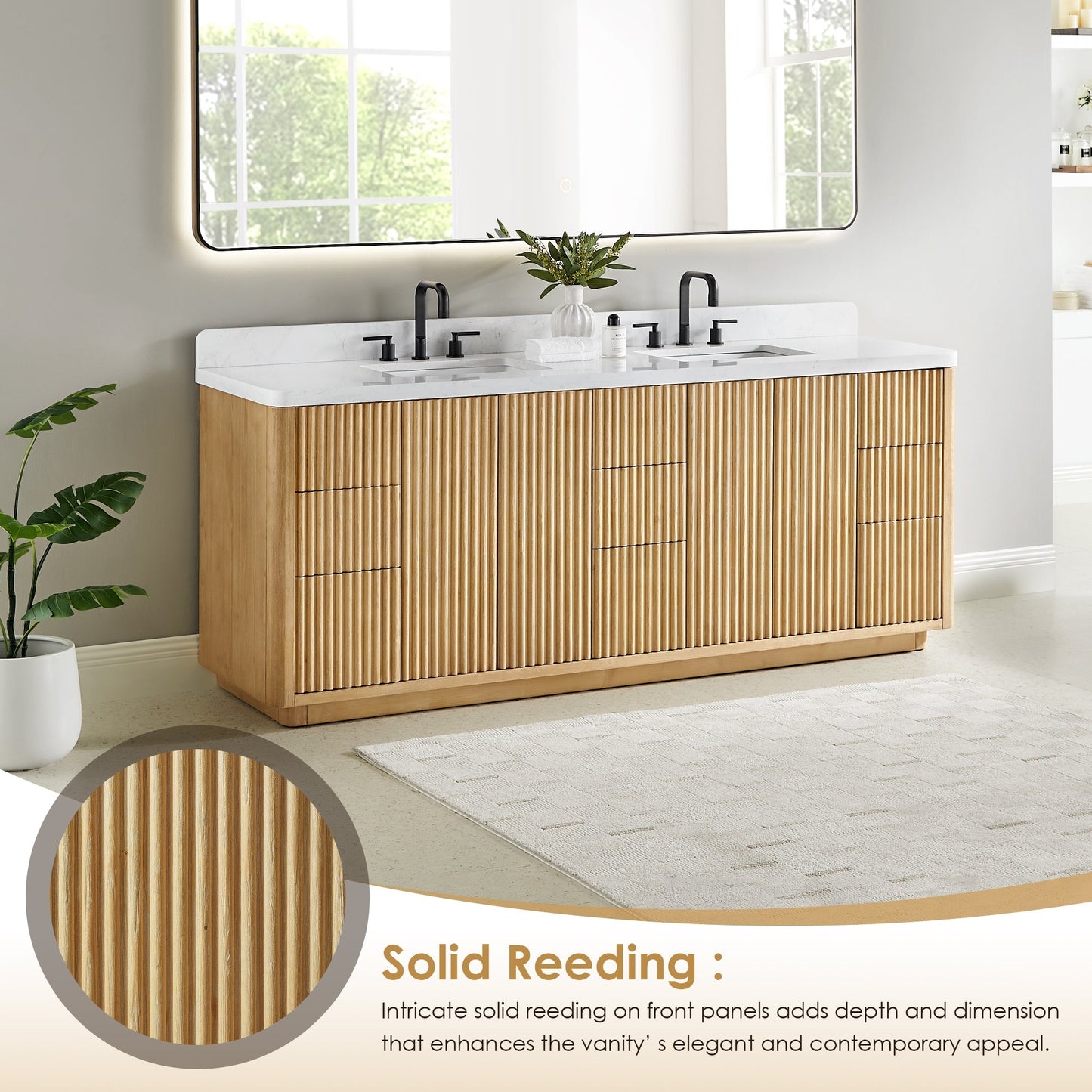 Altair Designs Clayton 84" double vanity with top - 580084-WL-GW-NM
