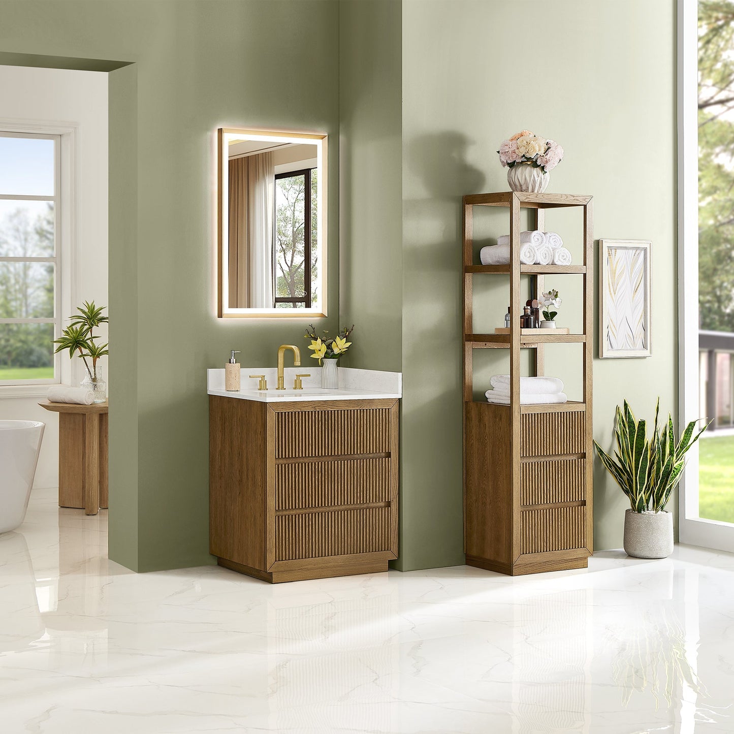 Altair Designs Navan 30"/36"/48"/60"/72" single/double vanity with top - 588030-WB-GW-NM
