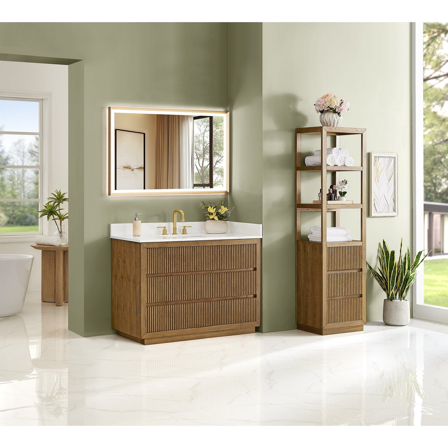 Altair Designs Navan 30"/36"/48"/60"/72" single/double vanity with top - 588030-WB-GW-NM