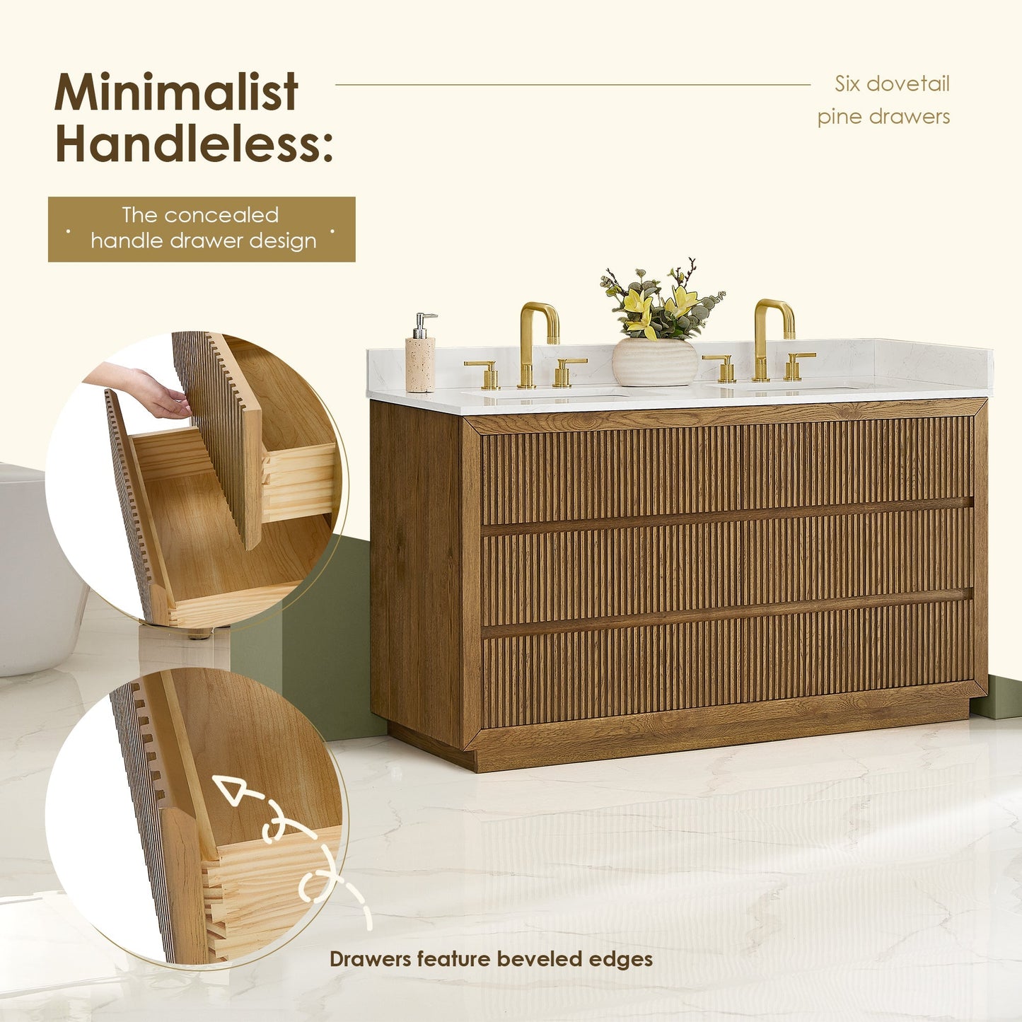 Altair Designs Navan 30"/36"/48"/60"/72" single/double vanity with top - 588030-WB-GW-NM