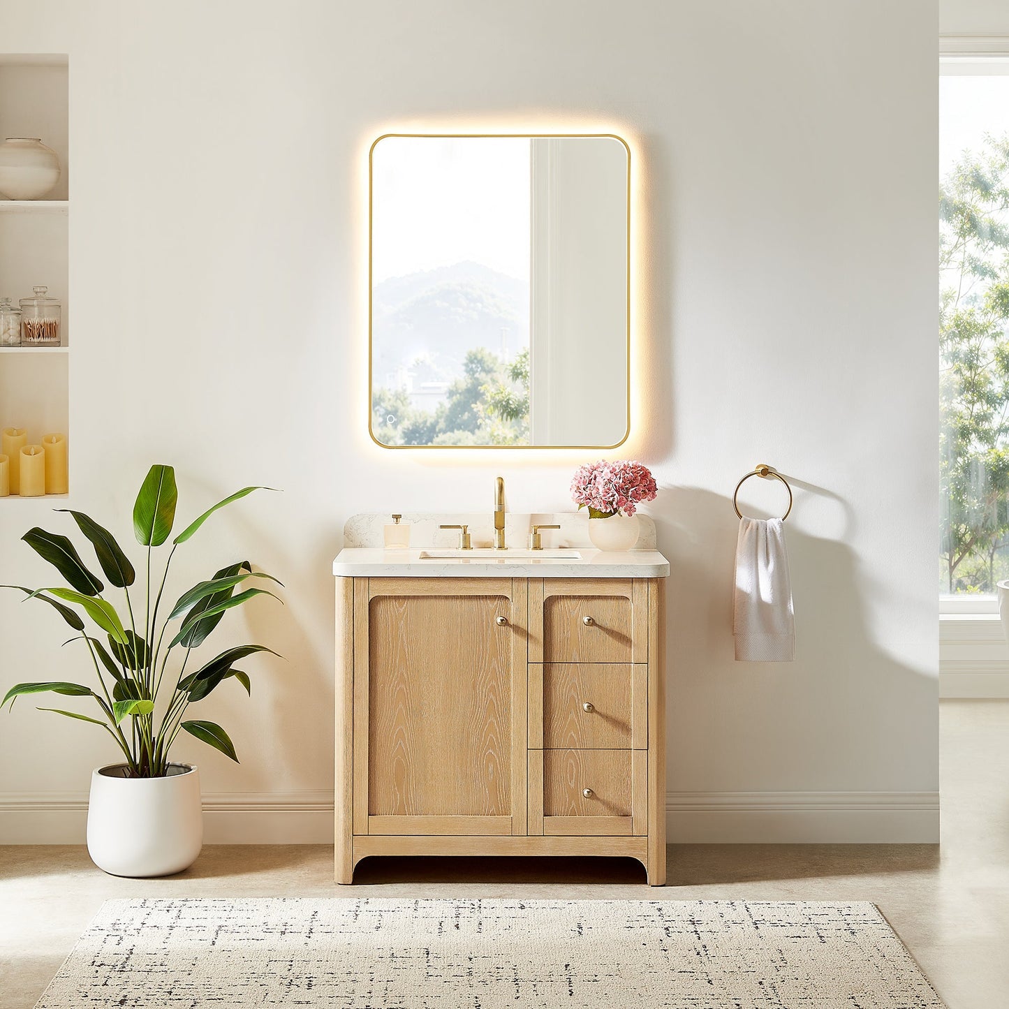 Altair Designs Milner 36"/48"/60"/72" single/double vanity with top - 591036-BA-GW-NM