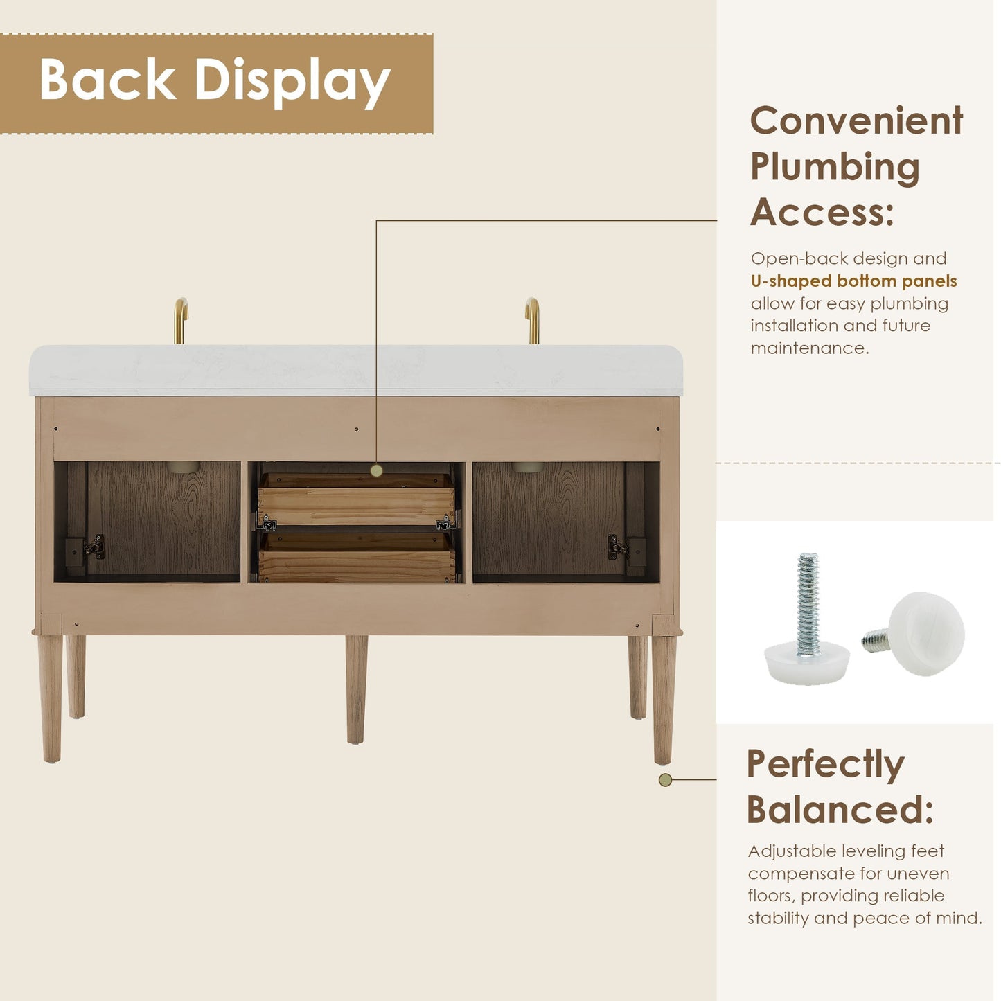Altair Designs Blaise 48"/54"/60"/72" single/double vanity with top - 593048-LA-GW-NM