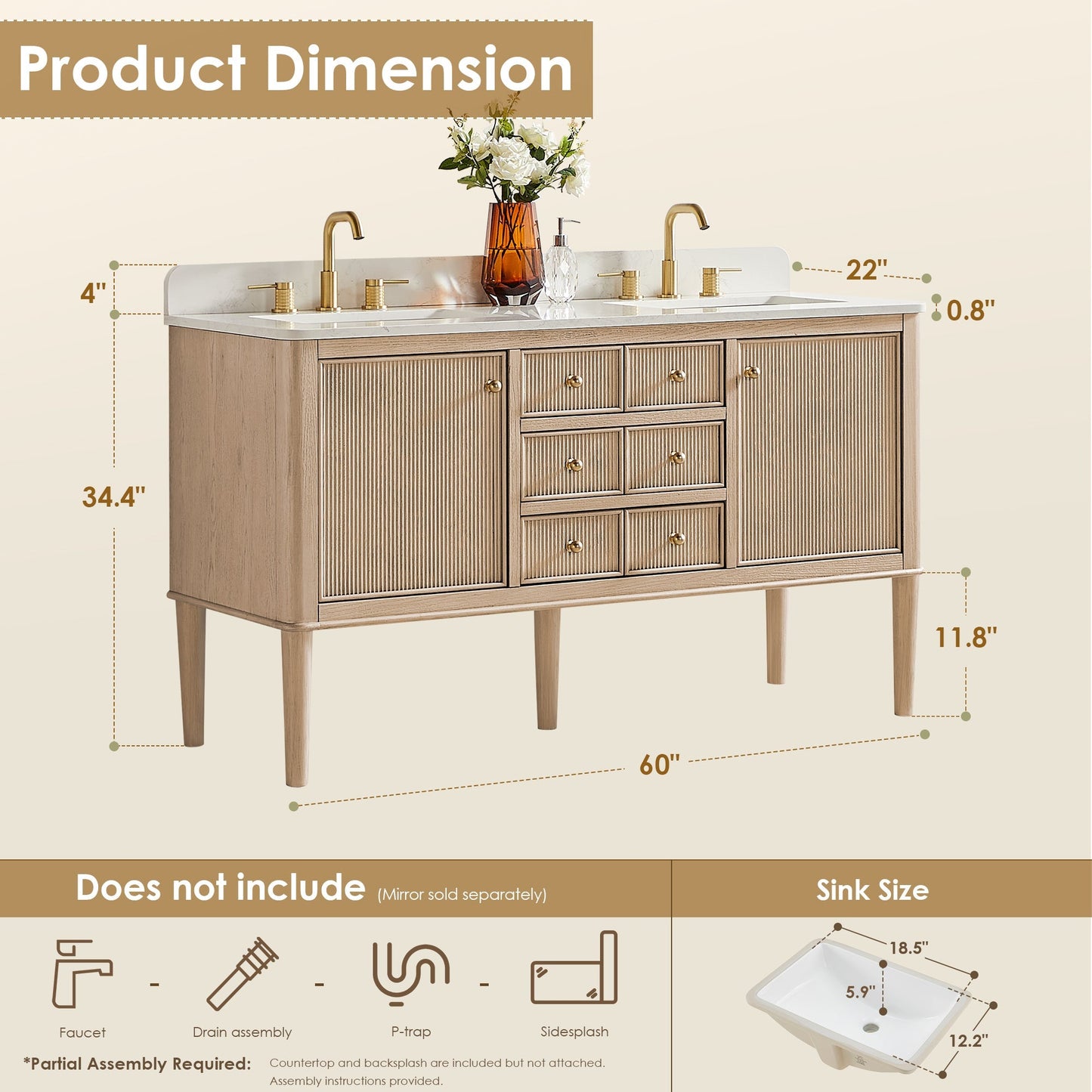 Altair Designs Blaise 48"/54"/60"/72" single/double vanity with top - 593048-LA-GW-NM
