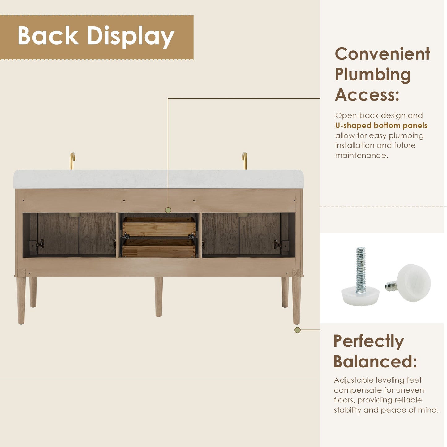 Altair Designs Blaise 48"/54"/60"/72" single/double vanity with top - 593048-LA-GW-NM