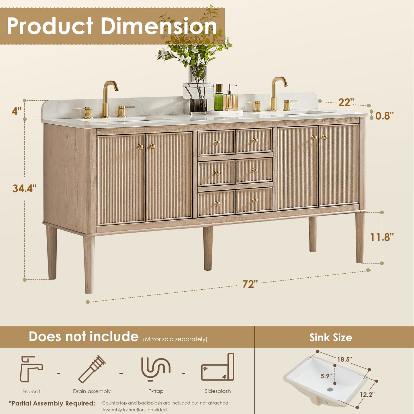 Altair Designs Blaise 48"/54"/60"/72" single/double vanity with top - 593048-LA-GW-NM